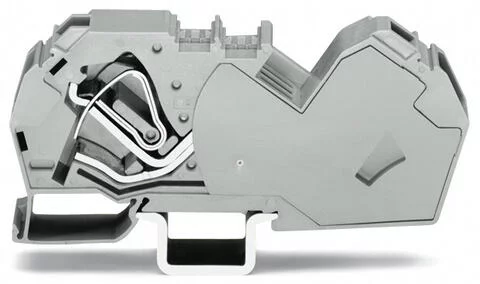 785-601 - Feedthrough terminal block; angled; rail mount; 2-conductor; with integrated end plate; 16 mm wide; gray