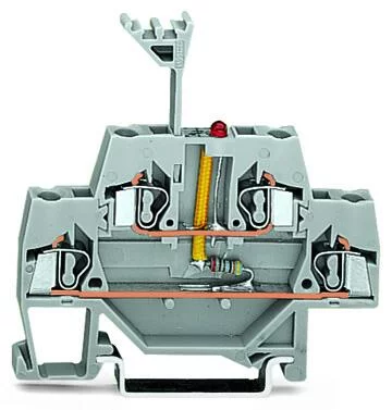 280-943/281-413 - Double-deck LED terminal block; with red LED (NP); 24 VDC; rail-mount; 4-conductor; 5 mm wide; gray