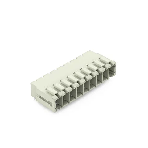 831-3629 - THT male header; 1.0 x 1.2 mm solder pin; angled; 100% protected against mismating; Pin spacing 7.62 mm; 9-pole; light gray