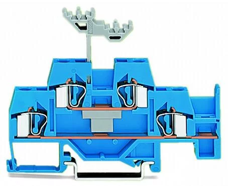 281-630 - Double-deck terminal block; Through/through terminal block; with additional jumper position on lower level; suitable for Ex i applications; for DIN-rail 35 x 15 and 35 x 7.5; 4 mm²; 4,00 mm²; blue