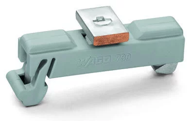 790-110 - Carrier with grounding foot; parallel to carrier rail; 15 mm long; Cu 10 mm x 3 mm