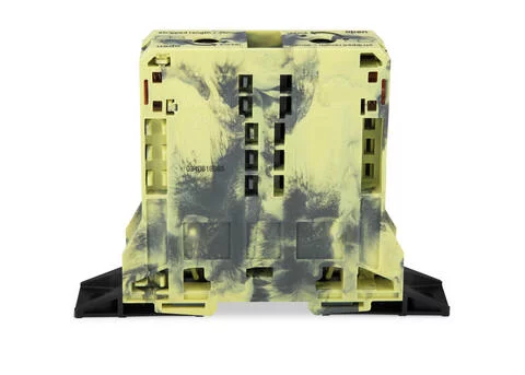 285-187 - POWER CAGE CLAMP feedthrough terminal block; with fixing flanges; 2-conductor; 4/0 AWG; 25 mm wide; dark gray-yellow