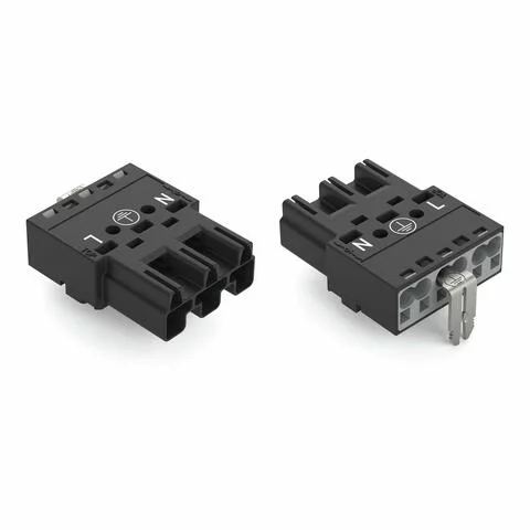 770-213/002-000 - Plug; with direct ground contact; 3-pole; 4,00 mm²; black