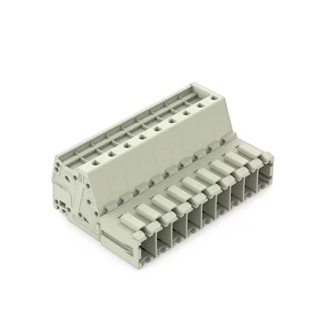 831-3209 - 1-conductor male connector; Push-in CAGE CLAMP®; 10 mm²; Pin spacing 7.62 mm; 9-pole; 100% protected against mismating; 10,00 mm²; light gray