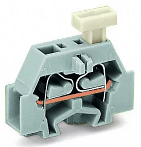 261-321/331-000 - Space-saving, 2-conductor end terminal block; on one side with push-button; without protruding snap-in mounting foot; 1-pole; for terminal strips with snap-in mounting feet; 2.5 mm²; CAGE CLAMP®; 2,50 mm²; gray