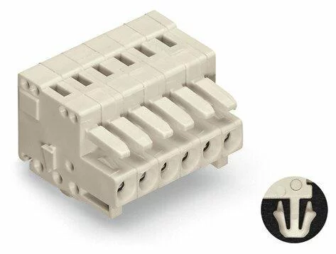 734-118/008-000 - 1-conductor female connector; CAGE CLAMP®; 1.5 mm²; Pin spacing 3.5 mm; 18-pole; 100% protected against mismating; Snap-in mounting feet; 1,50 mm²; light gray