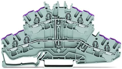 2002-2408 - TOPJOB®S double-deck terminal block; internally commoned; rail mount; 8-conductor; 5.2 mm wide; gray
