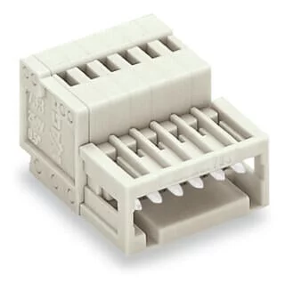 733-205 - 1-conductor male connector; CAGE CLAMP®; 0.5 mm²; Pin spacing 2.5 mm; 5-pole; 100% protected against mismating; 0,50 mm²; light gray