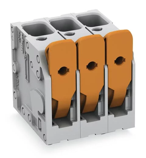 2606-3106/020-000 - PCB terminal block; Push-in CAGE CLAMP with operating lever; AWG 24 - 8; Pin spacing 7.5 mm; W pinning; 6-pole; top entry; gray