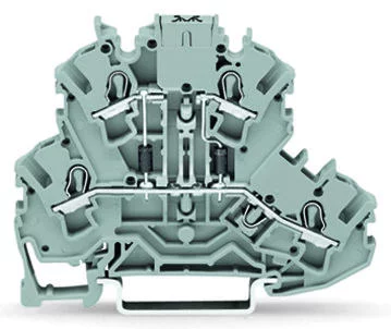 2002-2213/1000-487 - Double-deck double-diode terminal block; 2 x 1N4007 (N-P between first and second level, second level commoned); rail mount; 2-conductor; 5.2 mm wide; gray