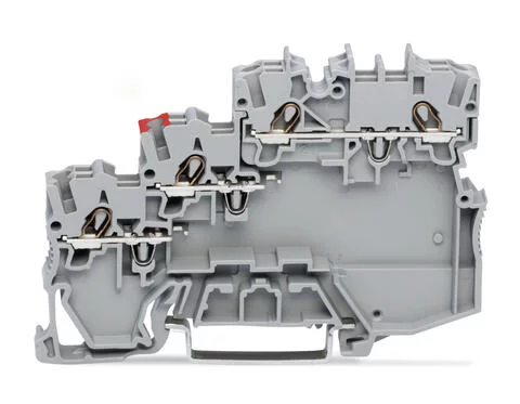 2000-5310/101-000 - Actuator terminal block; for NPN (low side) switching actuators; with ground contact via vertical jumper; 2-pole; rail mount; 3-conductor; 7 mm wide; gray