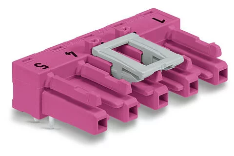 770-885/011-000 - Socket for PCBs; angled; 5-pole; Cod. B; pink 770-885/011-000 - Socket for PCBs; angled; 5-pole; Cod. B; pink