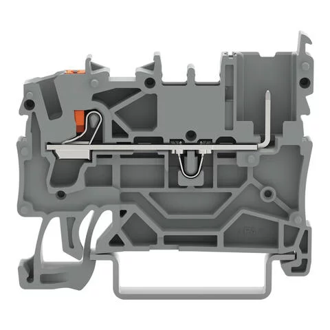 2222-1202 - 1-conductor/1-pin carrier terminal block; with push-button; 2.5 mm²; for DIN-rail 35 x 15 and 35 x 7.5; Push-in CAGE CLAMP®; 2,50 mm²; orange