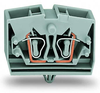 264-341 - 4-conductor terminal block; without push-buttons; with snap-in mounting foot; 1-pole; for plate thickness 0.6 - 1.2 mm; Fixing hole 3.5 mm Ø; 2.5 mm²; CAGE CLAMP®; 2,50 mm²; gray
