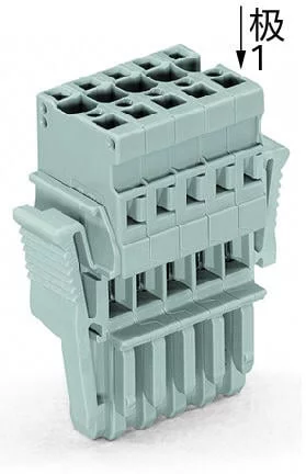 769-114/021-000 - 1-conductor female connector; CAGE CLAMP®; 4 mm²; Pin spacing 5 mm; 14-pole; coding finger; Lateral locking levers; 4,00 mm²; gray