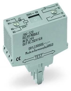 286-320/004-000 - Relay module; Nominal input voltage: 24 VDC; 1 break and 1 make contact; Railway; Red status indicator; Module width: 20 mm; gray