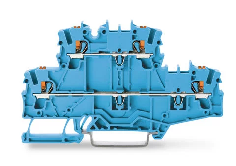 2202-2704 - TOPJOB®S double-deck terminal block with push-buttons; through/through (N/N); rail mount; without marker carrier; 2-conductor; 5.2 mm wide; gray;