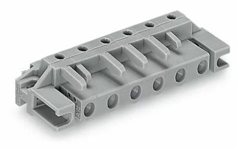 232-833/047-000 - THT female header; angled; Pin spacing 7.5 mm; 3-pole; Spacer flange; 0.6 x 1.0 mm solder pin; gray