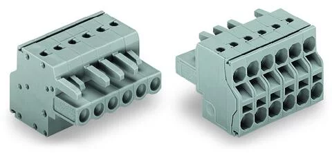 231-2116/026-000 - 2-conductor female connector; Push-in CAGE CLAMP®; 2.5 mm²; Pin spacing 5 mm; 16-pole; with integrated end plate; 2,50 mm²; gray
