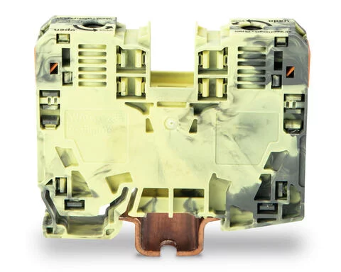 285-131 - POWER CAGE CLAMP feedthrough terminal block; DIN 35 x 15 rail mount; 2-conductor; 2 AWG; 16 mm wide; dark gray-yellow