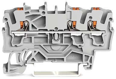 2202-1305 - TOPJOB®S feedthrough terminal block with Push-buttons; rail mount; 3-conductor; 5.2 mm wide; black
