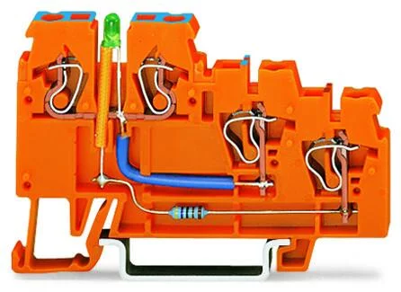 270-564/281-483 - 3-conductor sensor supply terminal block; LED (green); 2.5 mm²; CAGE CLAMP®; 2,50 mm²; orange