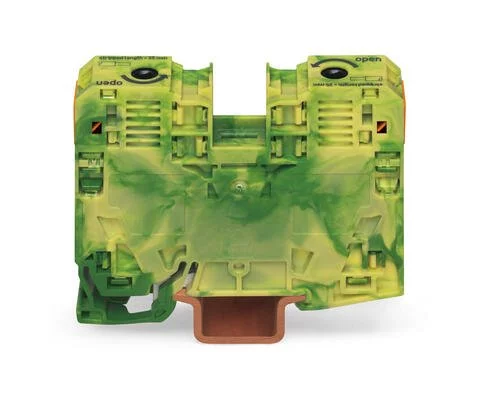 285-137 - POWER CAGE CLAMP ground terminal block; DIN 35 x 15 rail mount; 2-conductor; 2 AWG; 16 mm wide; green-yellow