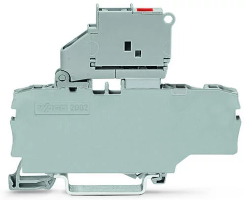2002-1711/1000-836 - TOPJOB®S fuse disconnect terminal block; with pivoting fuse holder for 5 x 20 mm fuse; with blown fuse LED indication for 230 V; rail mount; 3-conductor; 6.2 mm wide; gray
