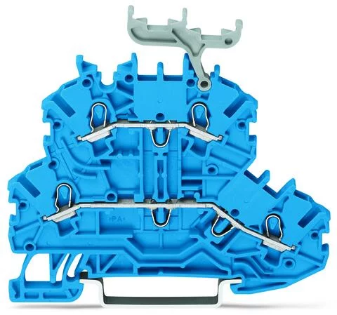 2000-2234 - TOPJOB®S double-deck terminal block; through/through (N/N); with marker carrier; rail mount; 2-conductor; 3.5 mm wide; blue