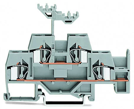 281-620 - Double-deck terminal block; Through/through terminal block; with additional jumper position on lower level; for DIN-rail 35 x 15 and 35 x 7.5; 4 mm²; 4,00 mm²; gray