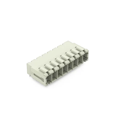 831-3628 - THT male header; 1.0 x 1.2 mm solder pin; angled; 100% protected against mismating; Pin spacing 7.62 mm; 8-pole; light gray