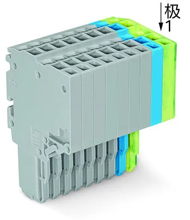 2020-211/000-038 - 2-conductor female connector; Push-in CAGE CLAMP®; 1.5 mm²; Pin spacing 3.5 mm; 11-pole; 1,50 mm²; gray/blue/green-yellow