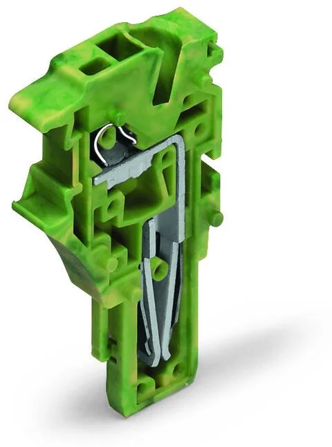 2022-177 - Center module for 1-conductor female connector; Push-in CAGE CLAMP®; 4 mm²; Pin spacing 5.2 mm; 1-pole; with integrated end plate; 4,00 mm²; green-yellow