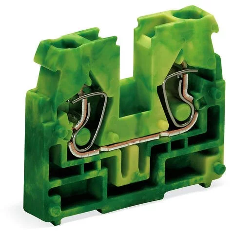 869-347 - 2-conductor end terminal block; without push-buttons; without snap-in mounting foot; 1-pole; 2.5 mm²; CAGE CLAMP®; 2,50 mm²; green-yellow