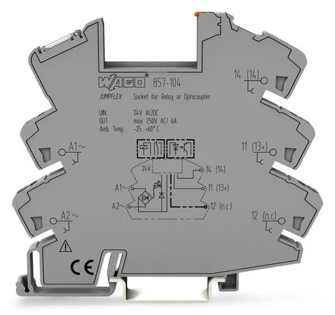 857-104 - Relay socket; Nominal input voltage: 24 V AC/DC; for 5 mm basic relays; Yellow status indicator