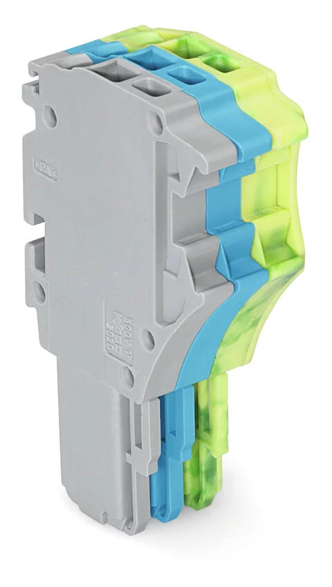 2020-103/000-038 - 1-conductor female connector; Push-in CAGE CLAMP®; 1.5 mm²; Pin spacing 3.5 mm; 3-pole; 1,50 mm²; gray/blue/green-yellow