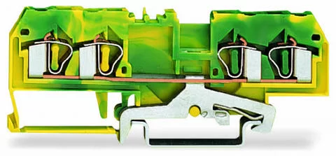 281-657/999-950 - 4-conductor ground terminal block; 4 mm²; suitable for Ex e II applications; center marking; for DIN-rail 35 x 15 and 35 x 7.5; CAGE CLAMP®; 4,00 mm²; green-yellow