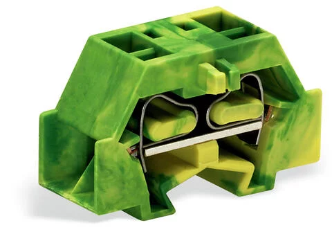 261-357 - Space-saving, 4-conductor end terminal block; without push-buttons; without protruding snap-in mounting foot; 1-pole; for terminal strips with snap-in mounting feet; 2.5 mm²; CAGE CLAMP®; 2,50 mm²; green-yellow