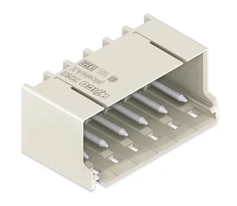 2092-1425 - THT male header; 1.4 mm Ø solder pin; angled; Pin spacing 5 mm; 5-pole; light gray 2092-1425 - THT male header; 1.4 mm Ø solder pin; angled; Pin spacing 5 mm; 5-pole; light gray