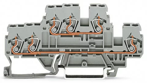 870-532 - 3-conductor, double-deck terminal block; Through/through terminal block; N/L; Blue conductor entry lower deck; for DIN-rail 35 x 15 and 35 x 7.5; 2.5 mm²; CAGE CLAMP®; 2,50 mm²; gray