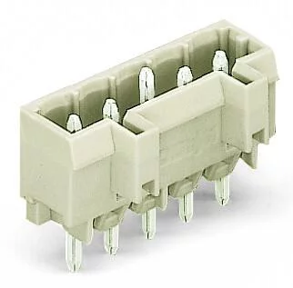 721-163/001-000 - THT male header; 1.2 x 1.2 mm solder pin; straight; 100% protected against mismating; Pin spacing 5 mm; 3-pole; light gray