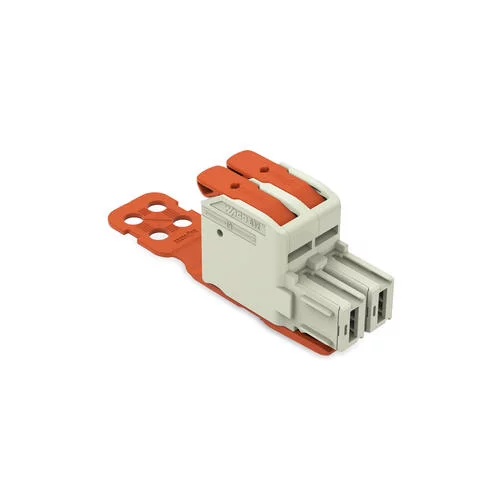 832-1102/342-000 - 1-conductor female connector; lever; Push-in CAGE CLAMP®; 16 mm²; Pin spacing 10.16 mm; 2-pole; 100% protected against mismating; Centered locking levers; Strain relief plate; Silver-plated contacts; 16,00 mm²; light gray 832-1102/342-000 - 1-conductor female connector; lever; Push-in CAGE CLAMP®; 16 mm²; Pin spacing 10.16 mm; 2-pole; 100% protected against mismating; Centered locking levers; Strain relief plate; Silver-plated contacts; 16,00 mm²; light gray