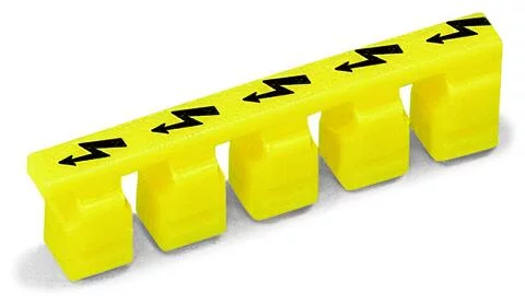 280-415 - Protective warning marker; for 5 terminal blocks; with high-voltage symbol, black; yellow