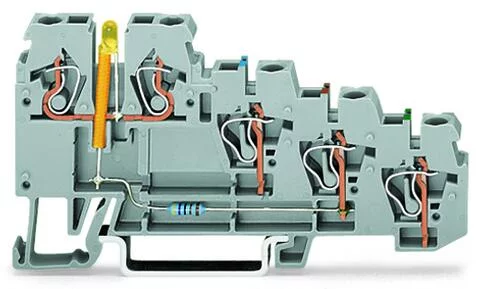 270-570/281-507 - 4-conductor sensor terminal block; LED (yellow); for NPN-(low-side) switching sensors; 2.5 mm²; CAGE CLAMP®; 2,50 mm²; gray