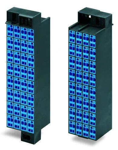 726-341 - Matrix patchboard; 32-pole; Marking 1-32; suitable for Ex i applications; Color of modules: blue; Module marking, side 1 and 2 vertical; for 19 racks; 1,50 mm²; dark gray