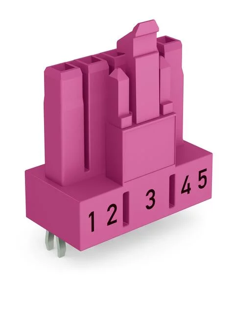 890-885 - Socket for PCBs; straight; 5-pole; Cod. B; pink 890-885 - Socket for PCBs; straight; 5-pole; Cod. B; pink