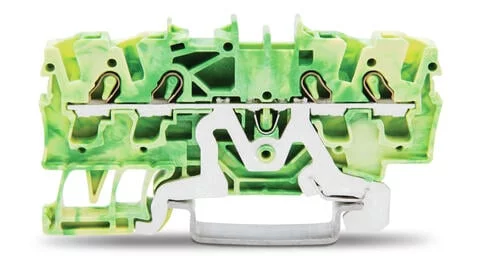 2002-1407 - TOPJOB®S ground terminal block; rail mount; 4-conductor; 5.2 mm wide; green-yellow