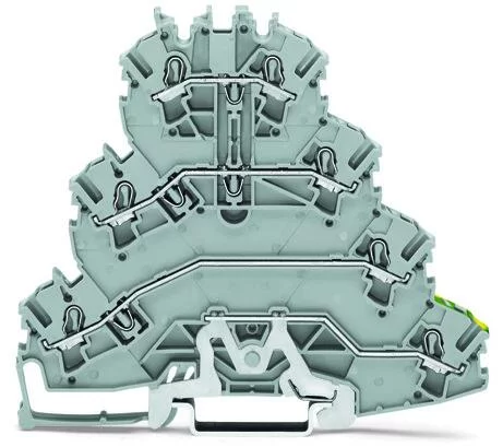 2002-4157 - TOPJOB®S quadruple-deck terminal block; ground/through/through/through (PE/L3/L2/L1); with marker carrier; rail mount; 2-conductor; 5.2 mm wide; gray
