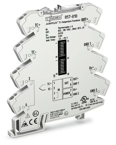 857-810 - JUMPFLEX® signal conditioner; temperature; thermocouples of type J, K; configurable
