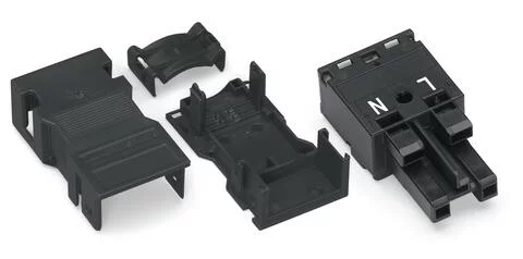 770-102/041-000 - Socket; with strain relief housing; 2-pole; Cod. A; 4,00 mm²; black